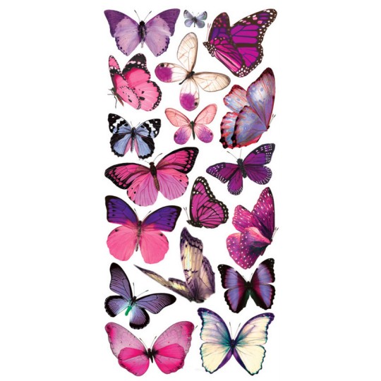 1 Sheet of Stickers Purple and Pink Mixed Butterflies